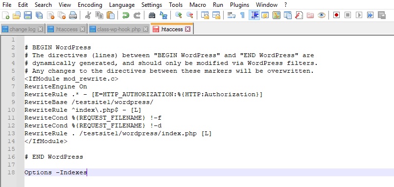 การแสดงตัวอย่างไฟล์ htaccess ปิดใช้งานการเรียกดูไดเร็กทอรีใน wordpress