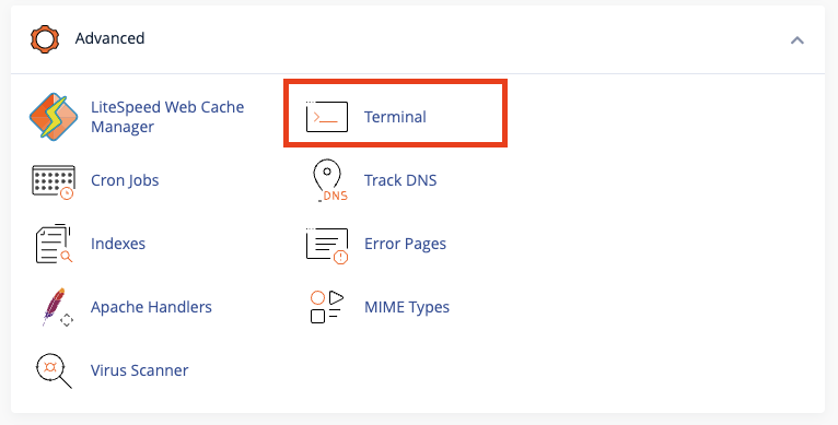 cpanel-terminal-ตัวเลือก