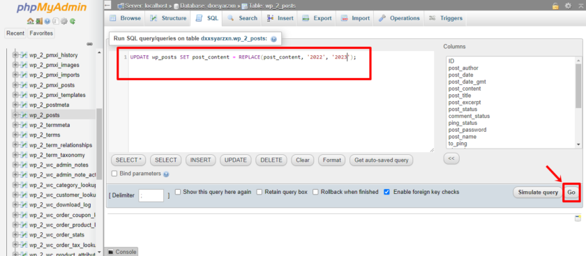 ค้นหาและแทนที่ข้อความใน wordpress ผ่าน my-sql-query