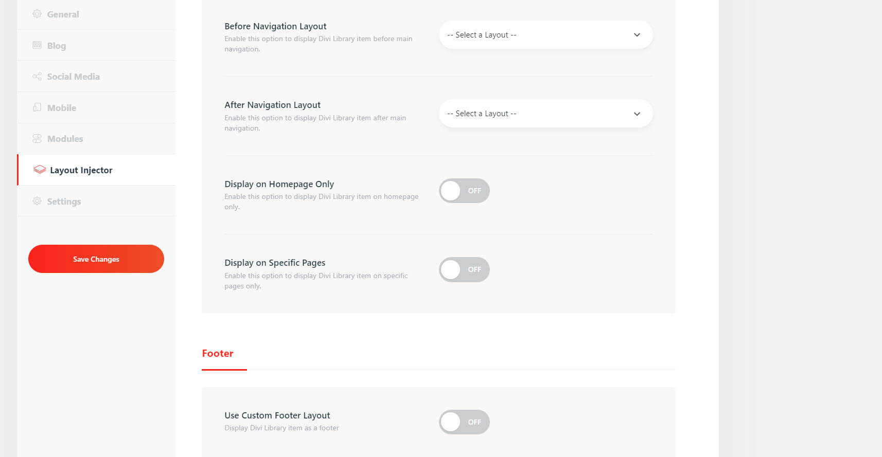 Registerkarte „Divi Pixel Layout Injector“.