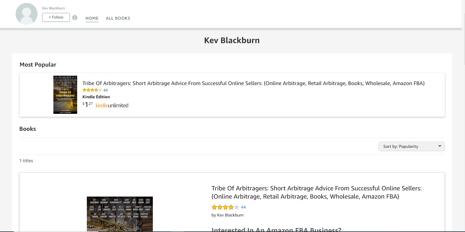 Kev Blackburn : Page de l'influenceur Amazon