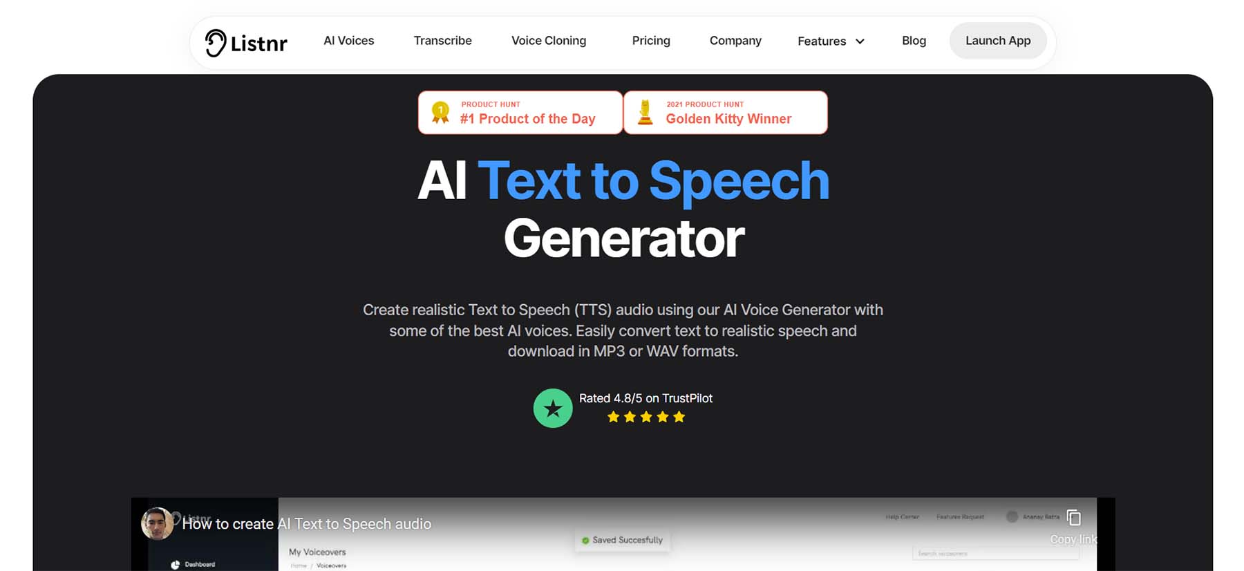 Listnr AI, ein KI-Text-to-Speech-Tool