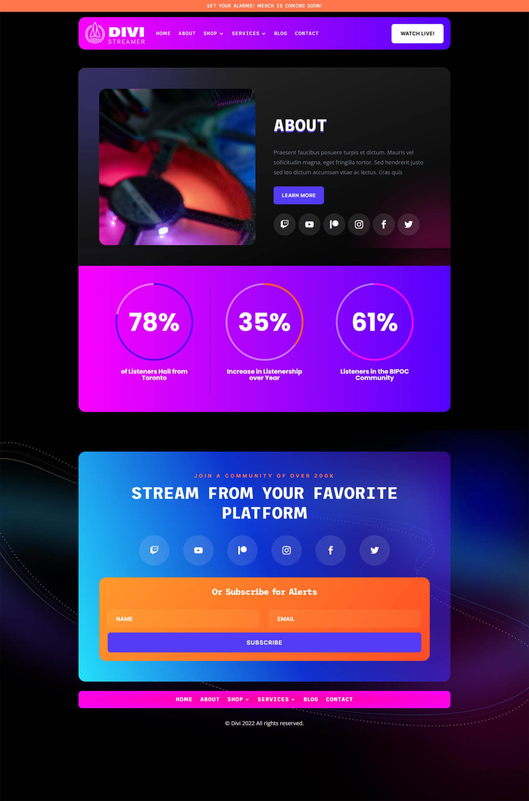 โมดูลตัวนับวงกลมสไตล์ Divi - Divi Streamer