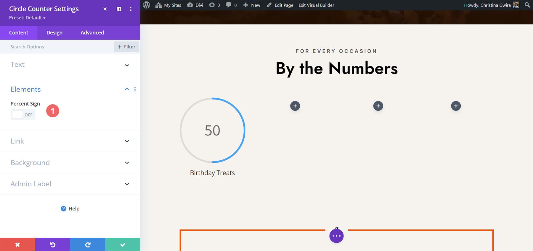 Supprimer le signe de pourcentage du module Circle Counter