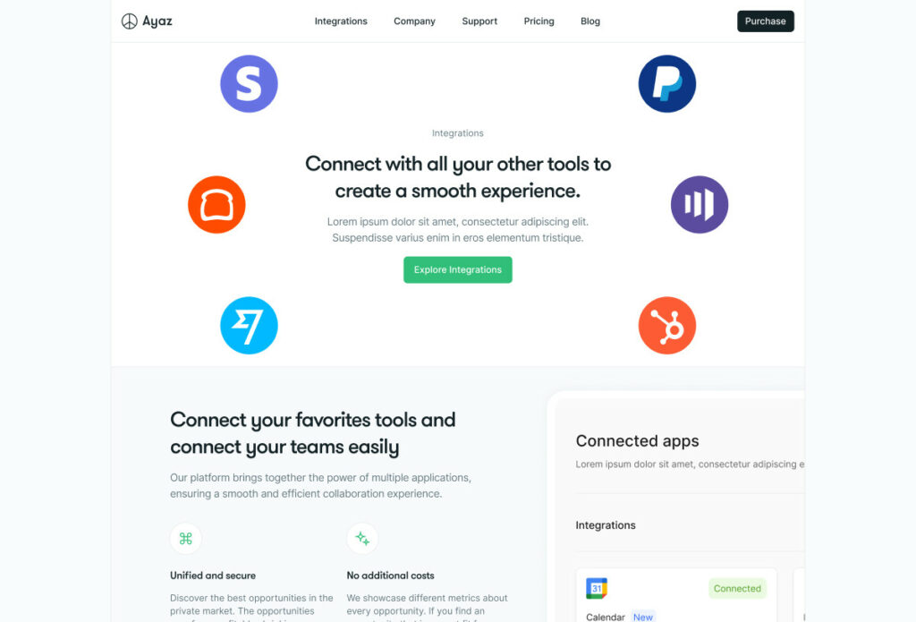 4. Ayaz — หน้า Landing Page ของ SaaS และ Startup