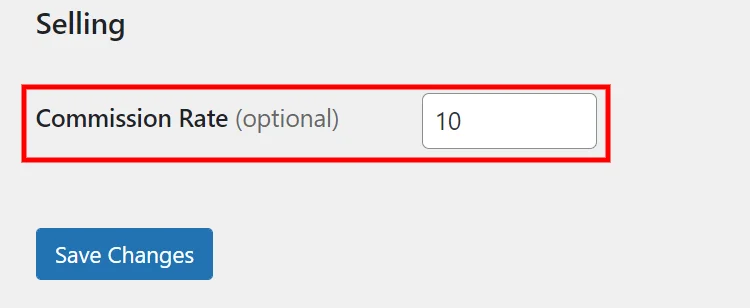 Une option pour définir des taux de commission personnalisés.