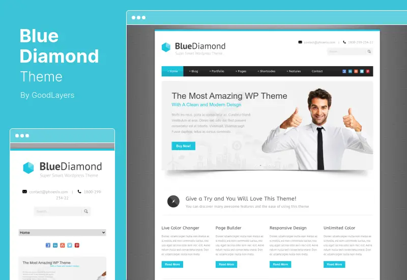 Blue Diamond Theme - Tema WordPress Korporat yang Responsif