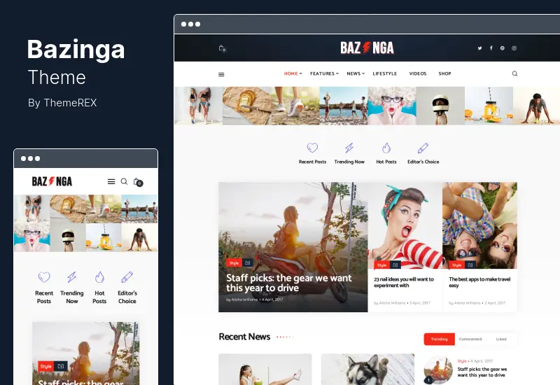 Bazinga テーマ - 現代の雑誌とバイラル ブログの WordPress テーマ