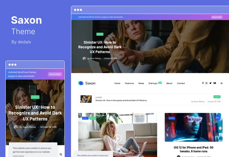 Saxon テーマ - バイラル コンテンツ ブログ & マガジン マーケティング WordPress テーマ