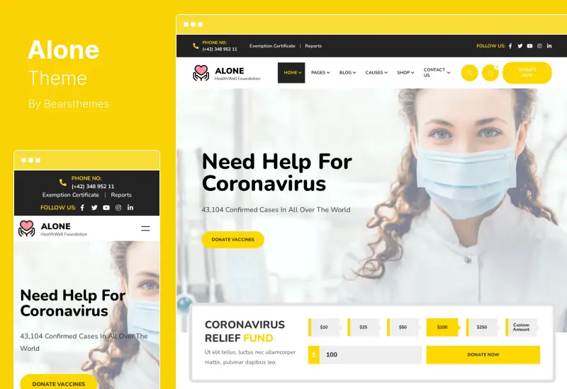 Alone テーマ - 慈善多目的非営利 WordPress テーマ