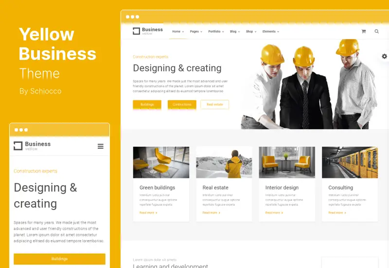 黄色のビジネステーマ - 建設WordPressテーマ