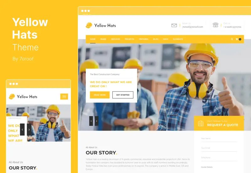 Yellow Hats テーマ - 建設、建築、リノベーション WordPress テーマ