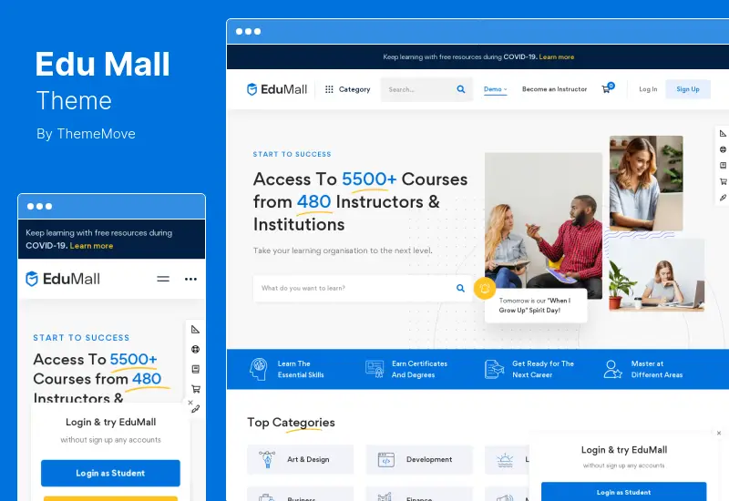 Tema EduMall - Tema WordPress Pusat Pendidikan LMS Profesional