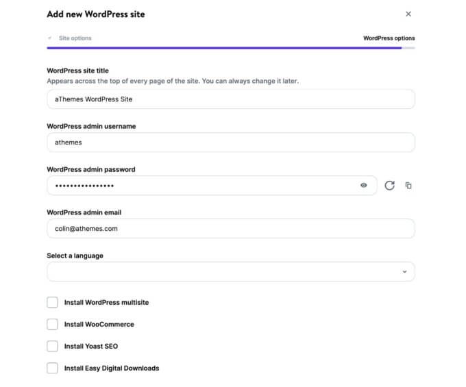 Instalator Kinsta WordPress