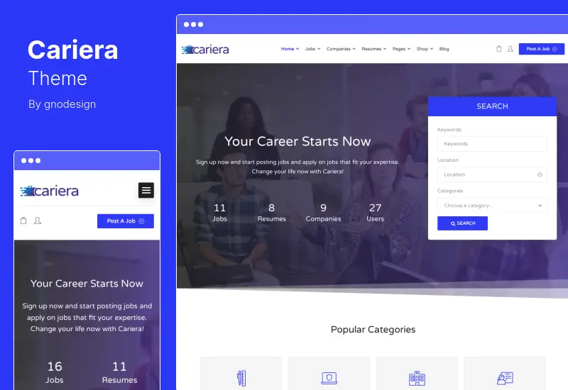 Cariera テーマ - Job Board WordPress テーマ