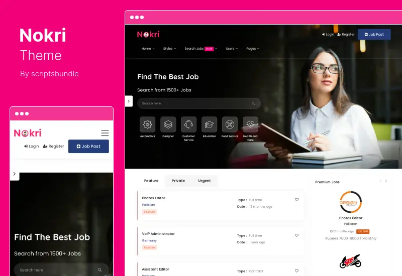 Nokri テーマ - Job Board WordPress テーマ