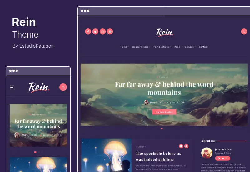 Rein Theme - tema WordPress escuro leve e mínimo