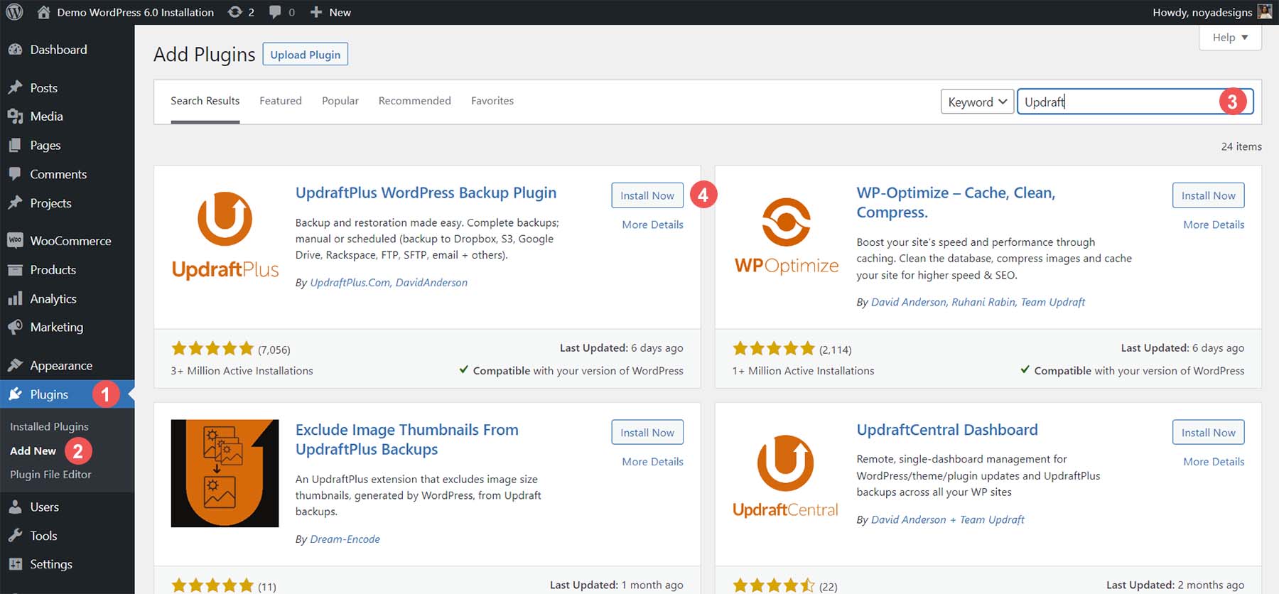 Menginstal UpdraftPlus, plugin cadangan WordPress