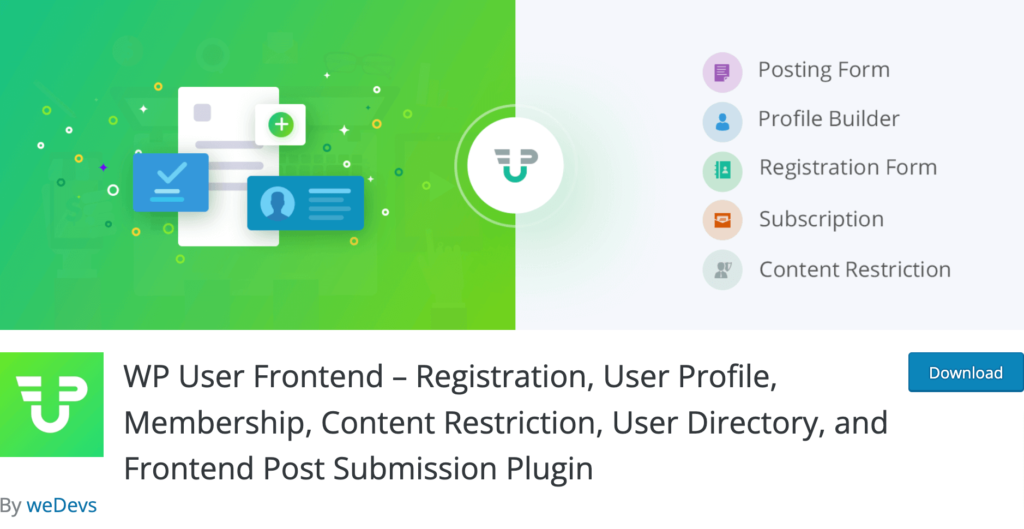 นี่คือภาพหน้าจอของ WP User Frontend Plugin