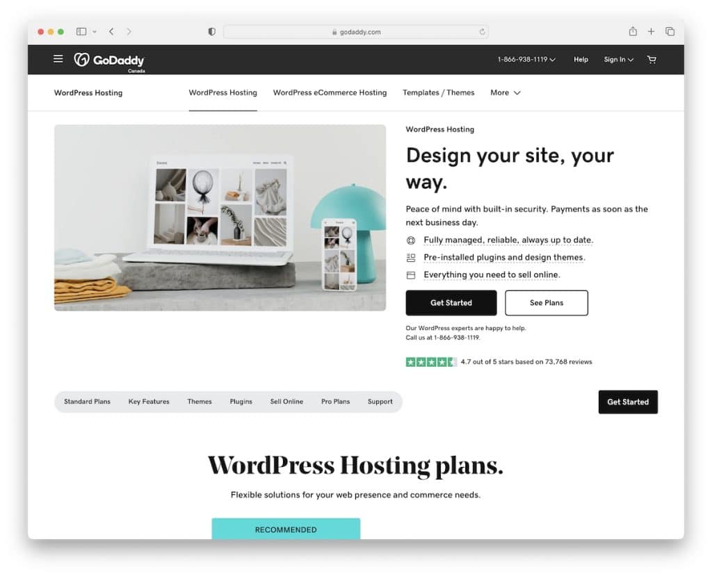 godaddy wordpress hosting kanada