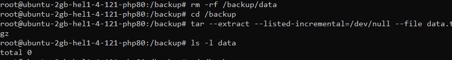 ดำเนินการกู้คืนข้อมูลสำรองโดยใช้ Tar Incremental Backup