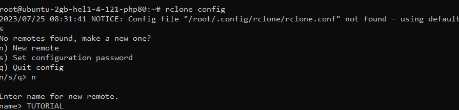 เรียกใช้คำสั่ง Rclone