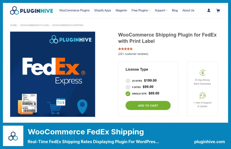 WooCommerce Shipping Plugin สำหรับ FedEx พร้อม Print Label Plugin - อัตราการจัดส่ง FedEx ตามเวลาจริงที่แสดงปลั๊กอินสำหรับ WordPress