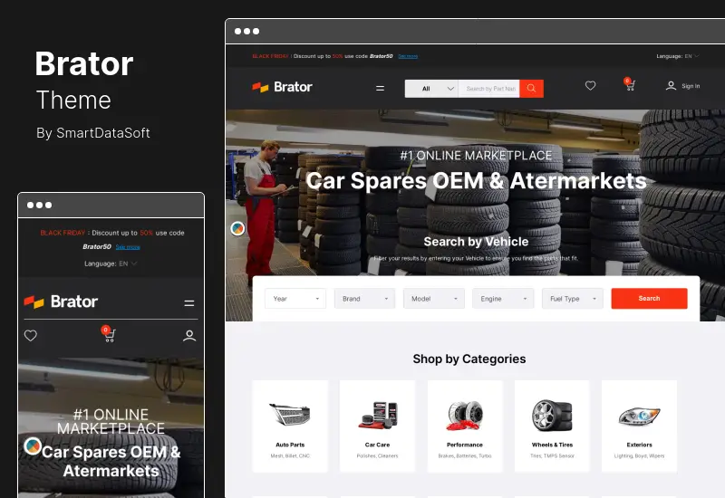 Tema Brator - Tema WooCommerce WordPress Suku Cadang Mobil