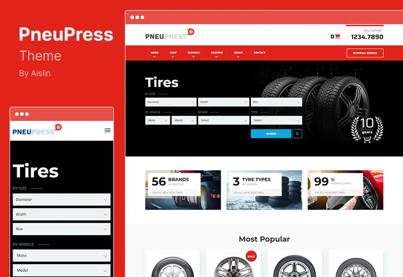 Tema PneuPress - Tema WordPress Toko Ban dan Bengkel Mobil