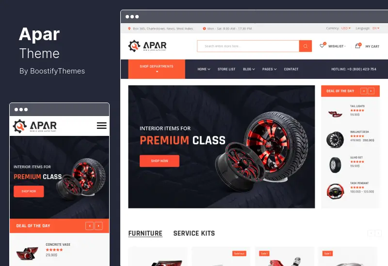 Tema Apar - Tema WordPress Toko Suku Cadang Mobil