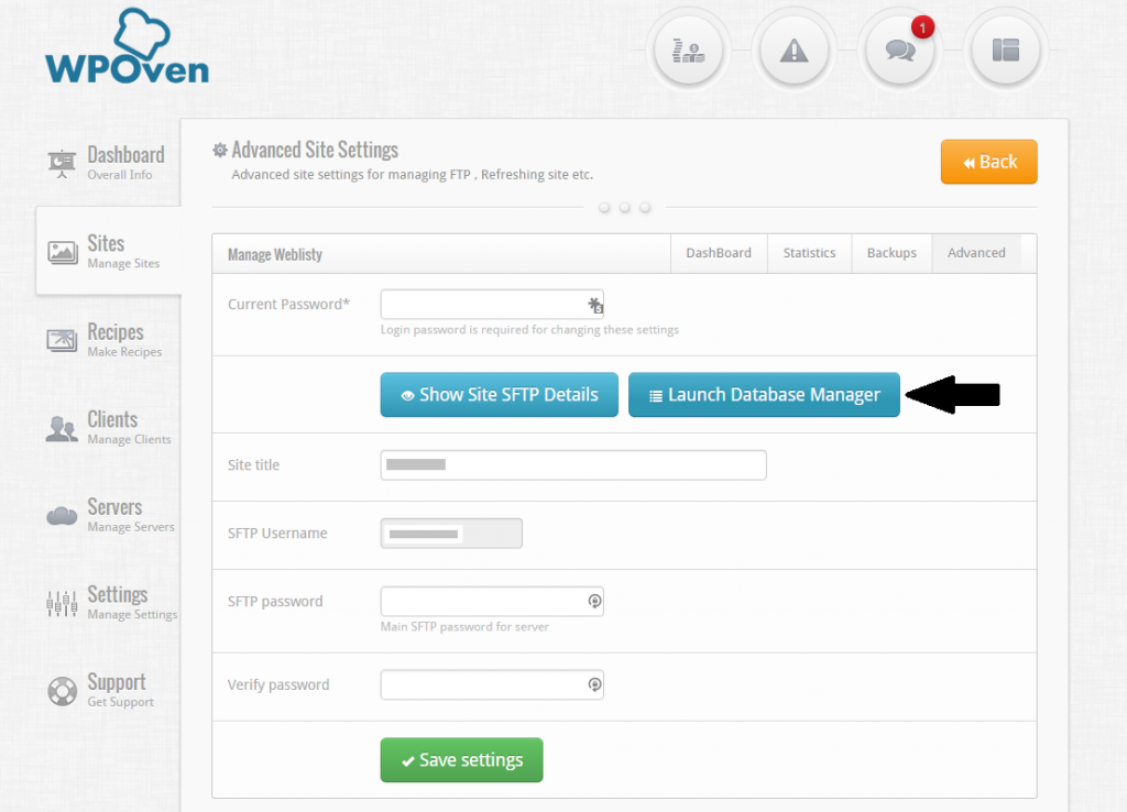 WPOven Advanced Site Settings