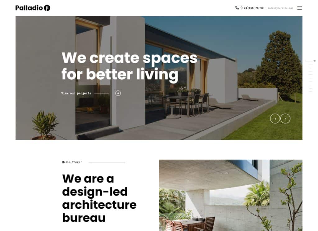 Palladio - 인테리어 디자인 및 건축 건설 WordPress Theme