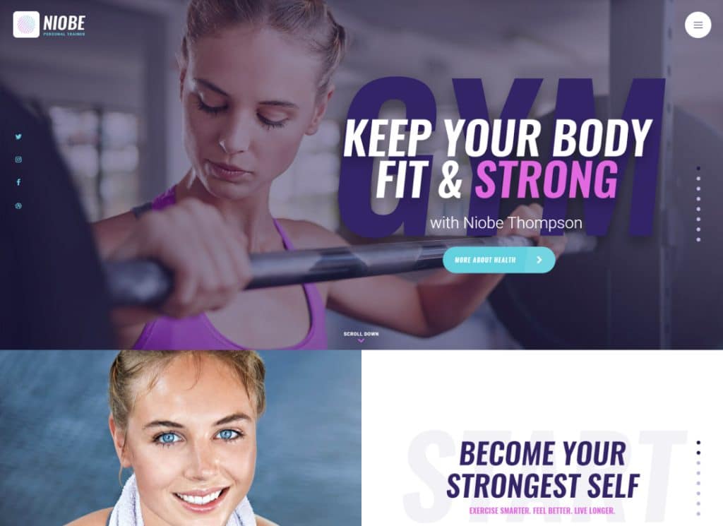 Niobe - Pelatih Gym & Pelatih Gizi WordPress Theme