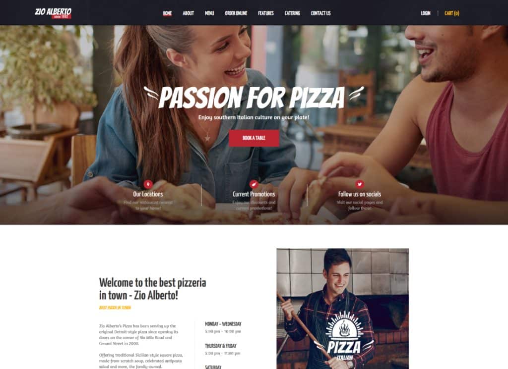 Zio Alberto - Tema Restoran Pizza, Kafe & Bistro WordPress