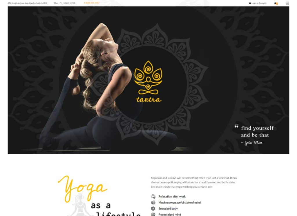 Tantra - ธีม WordPress ของสตูดิโอโยคะและฟิตเนสคลับ