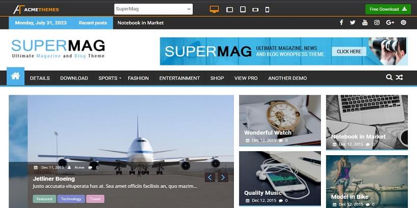 SuperMag — najlepsze darmowe motywy WordPress przyjazne dla reklam