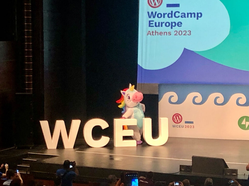 wordcamp europe 2023 licorne sur scène