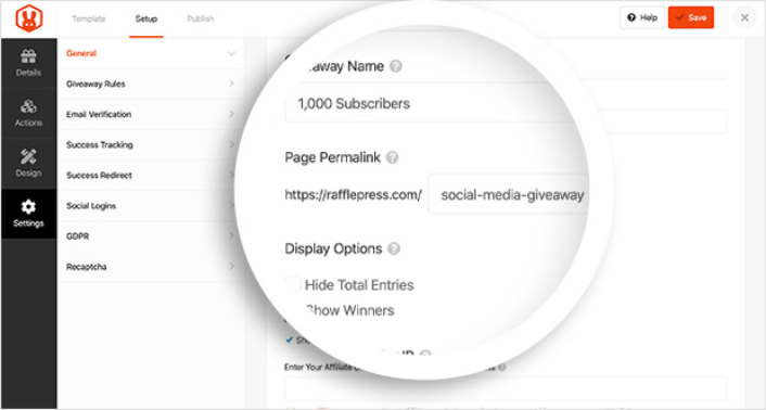 RafflePress Giveaway Landing Page Permalink