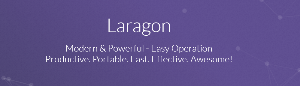 фиолетовый фон с белым текстом "Laragon"