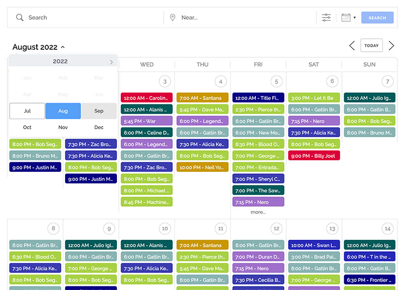 capture d'écran du plug-in de calendrier wordpress du gestionnaire d'événements