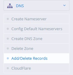 Dentro do DNS, vá para Adicionar/Excluir Registros