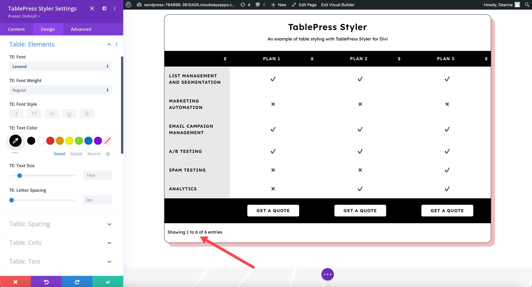 TablePress Şekillendirici Elemanları