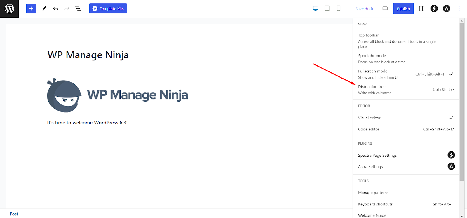 wordpress 6.3 sans distraction