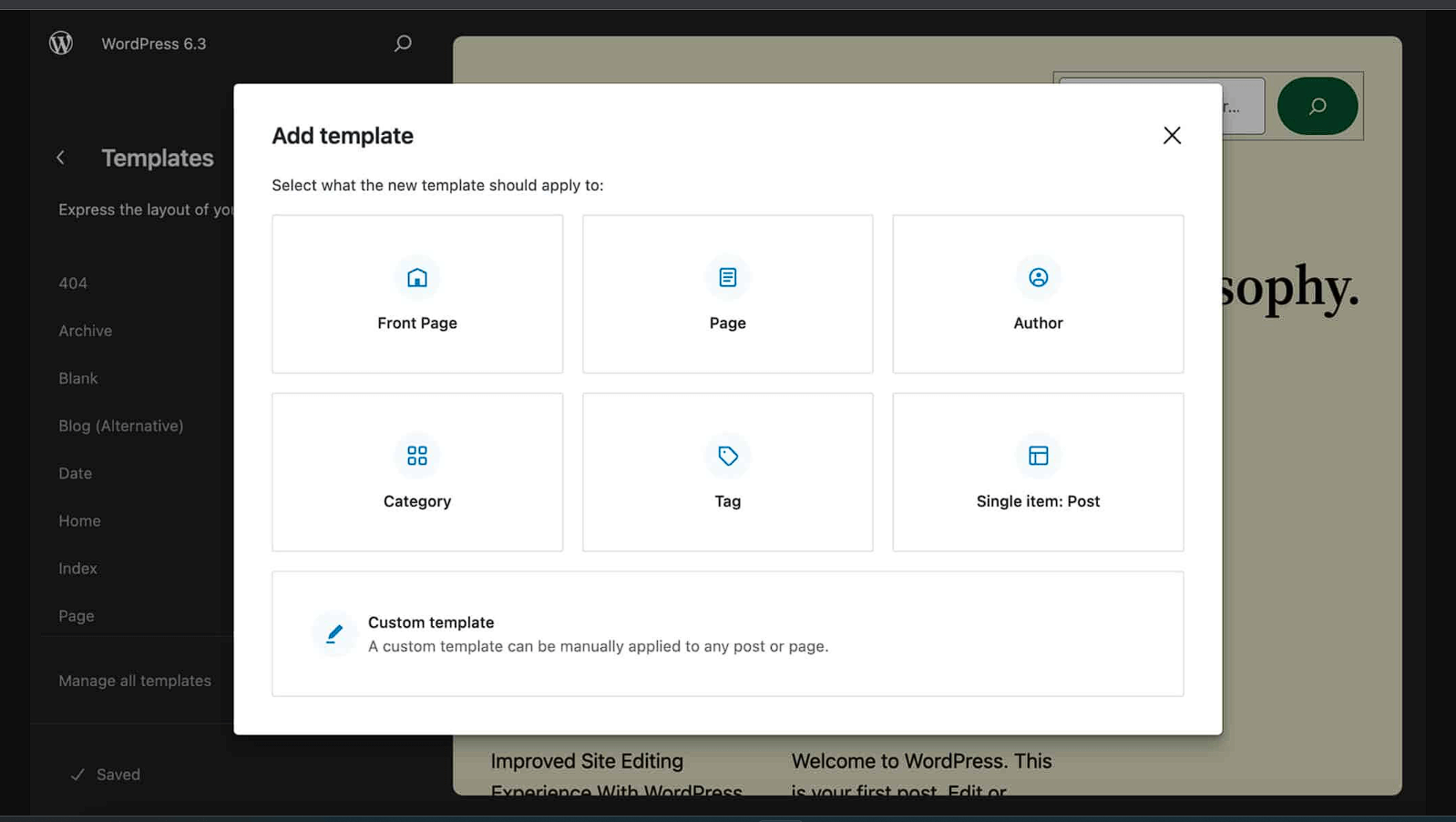 ワードプレス6.3のテンプレート編集