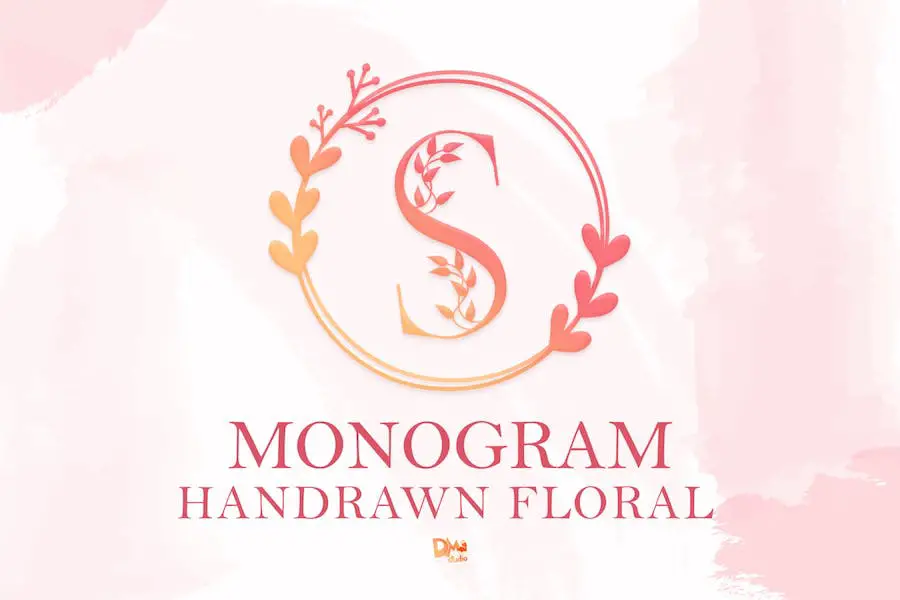 Monogram Çizilmiş Çiçekli -