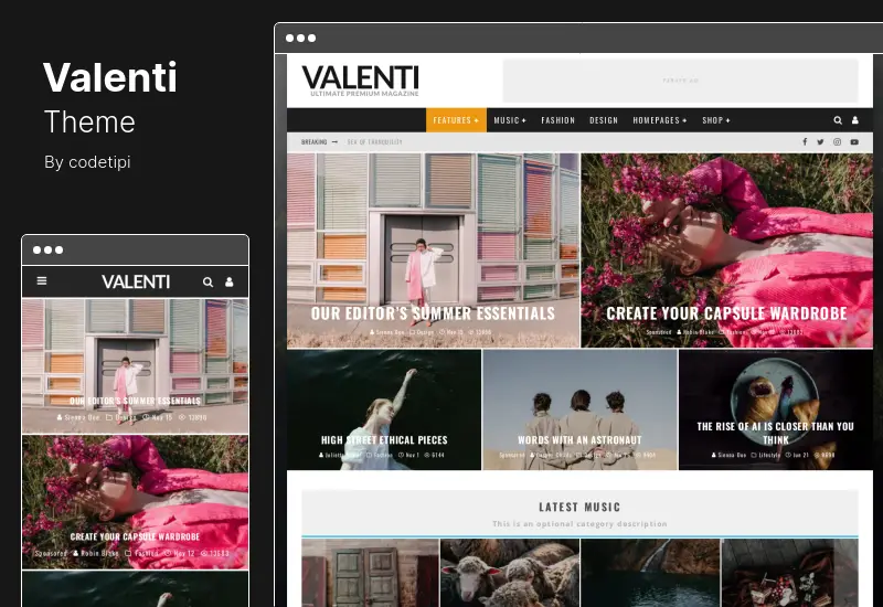 Valenti Theme - HD Review Magazine News WordPress Tema