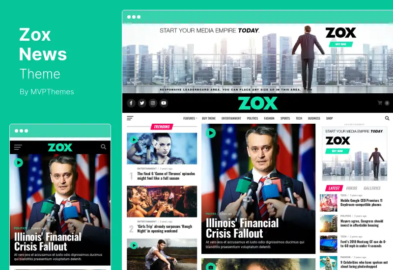 Zox News Theme - 전문 뉴스 및 잡지 WordPress Theme