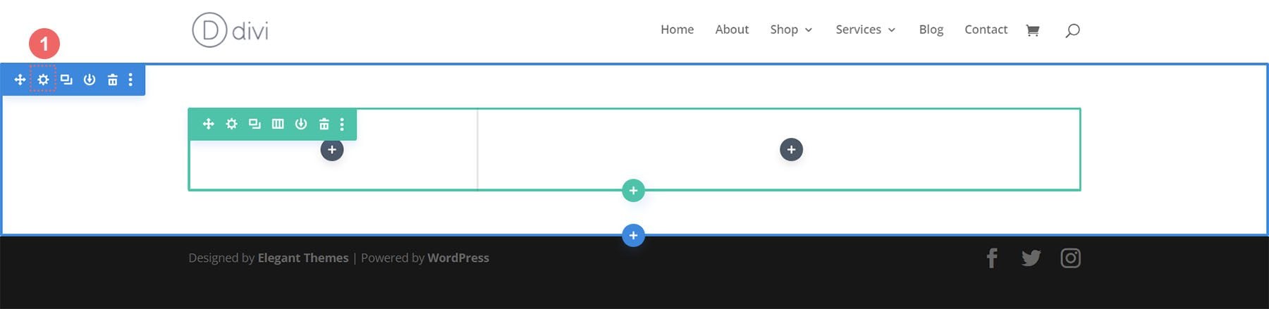 Insira as configurações da seção