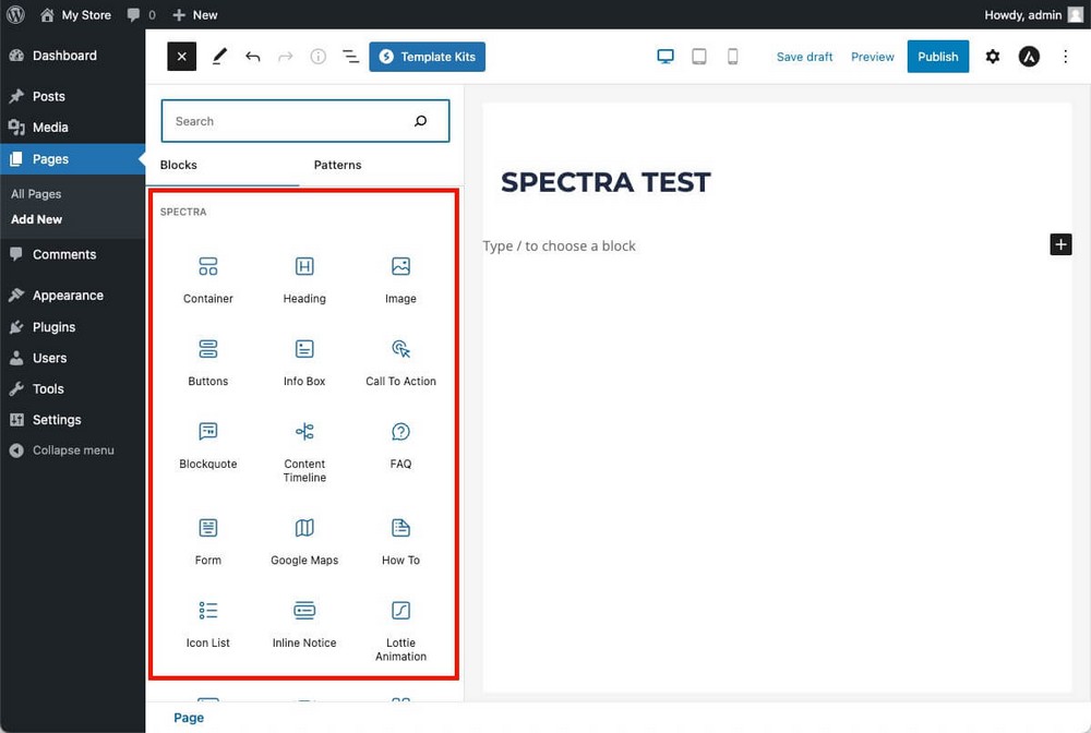 如何使用 Spectra 添加设计块