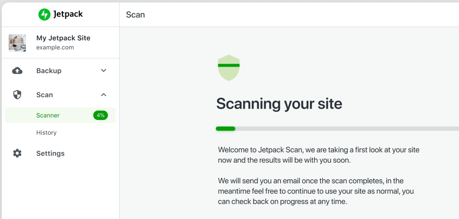 Jetpack Scan 有关扫描网站的信息